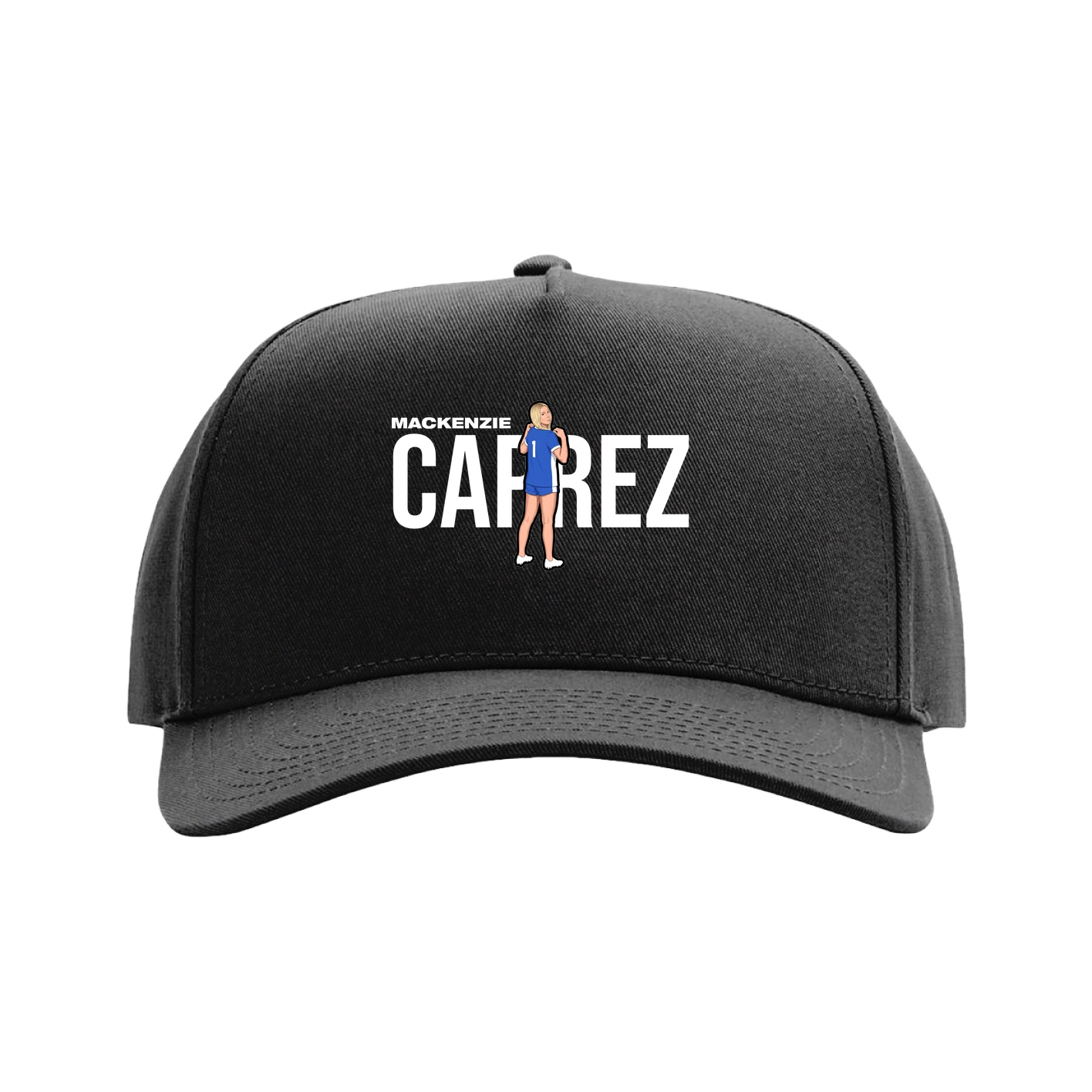 Full Fabric Five-Panel Champ Cap — Player Name in Black