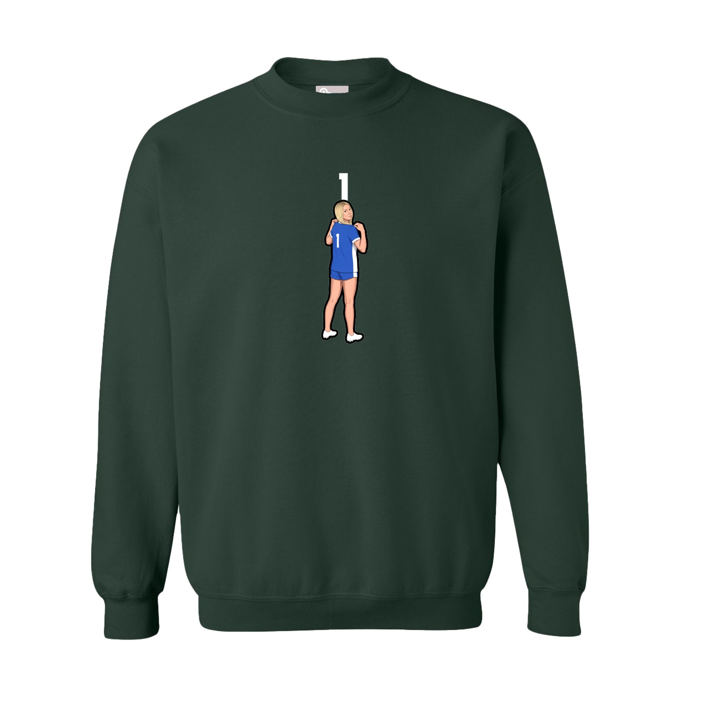 Fleece Crew — Number Top in Green