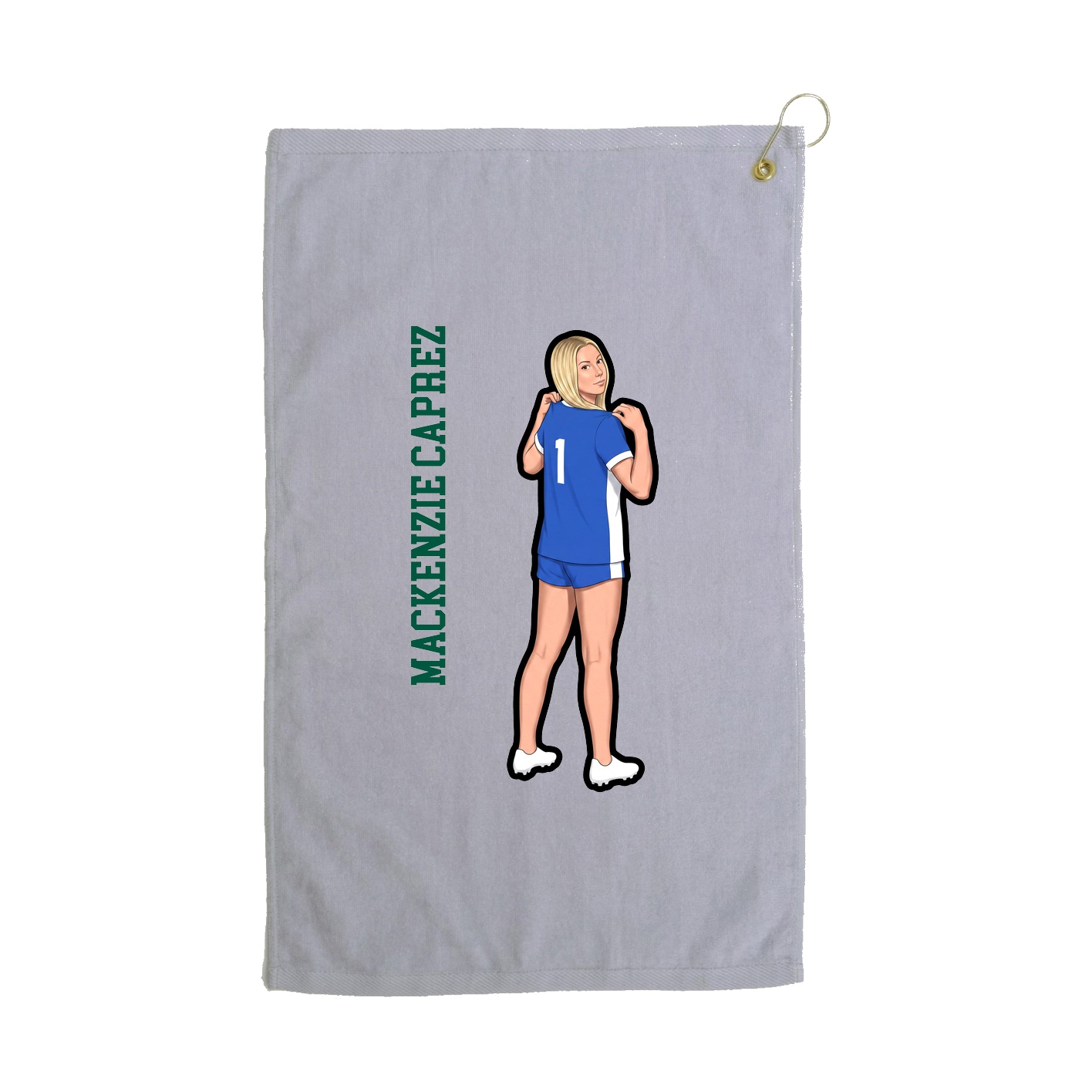 Golf Towel — Name Vertical in Grey