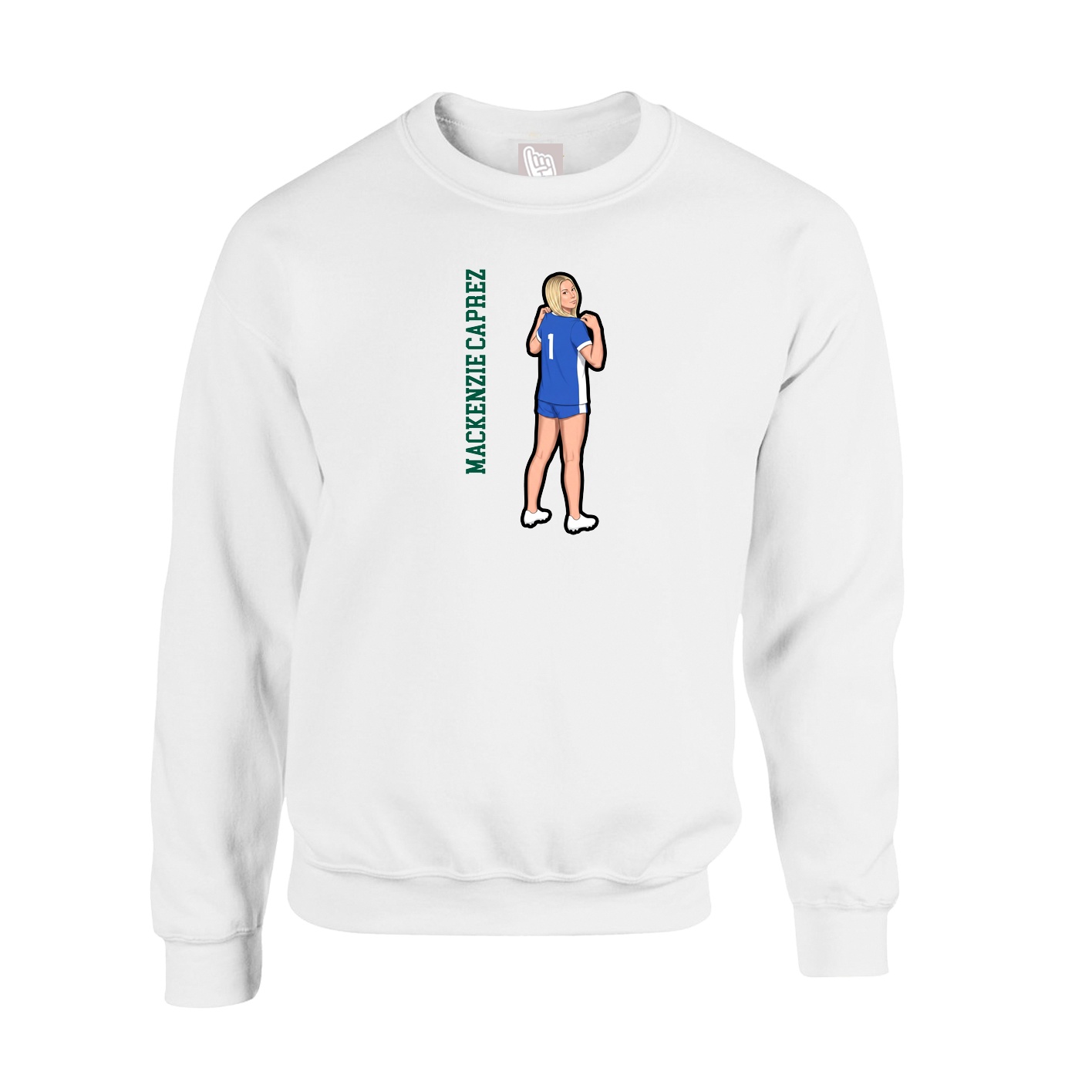 Fleece Crew — Name Vertical in White