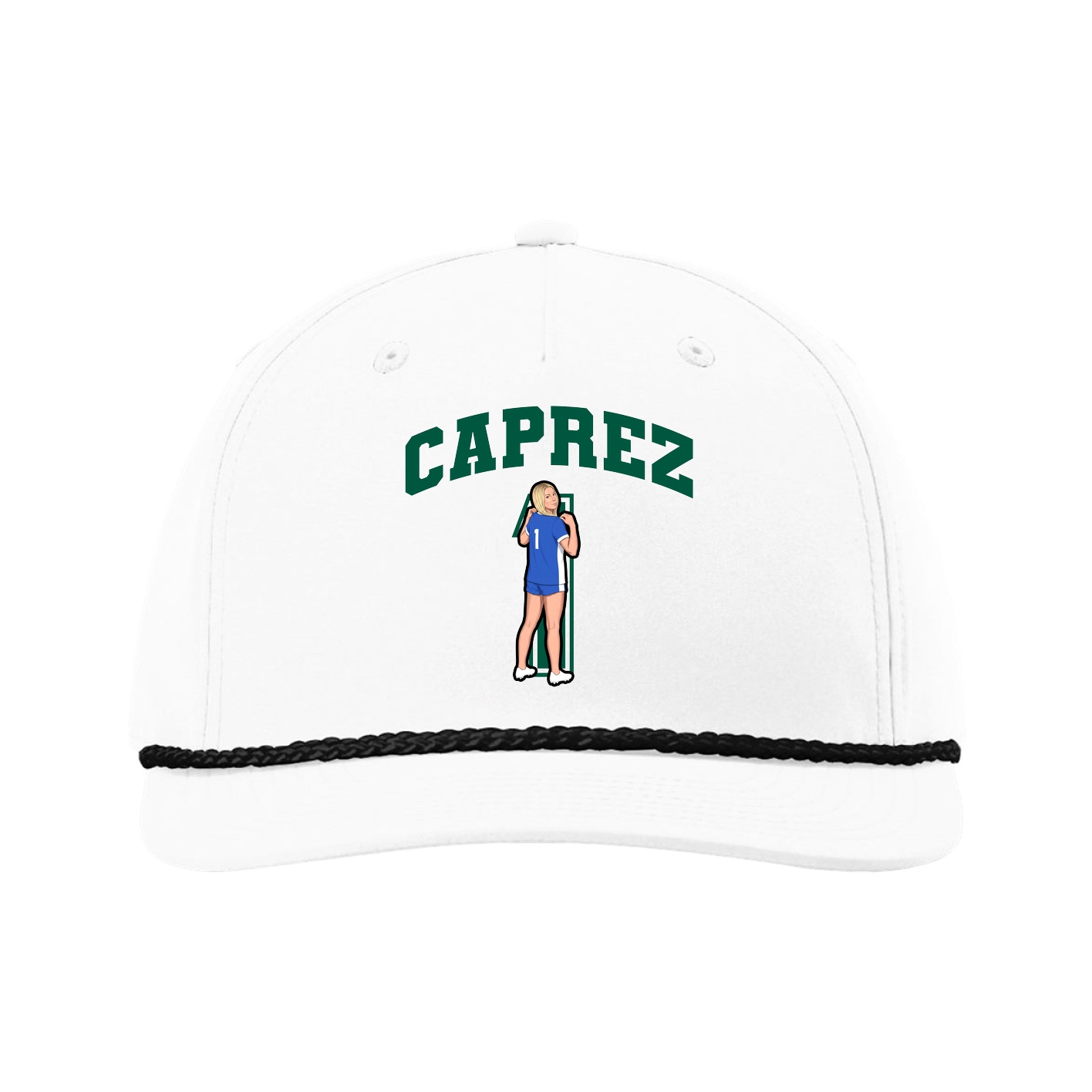 Five-Panel Classic Rope Cap — Number in White