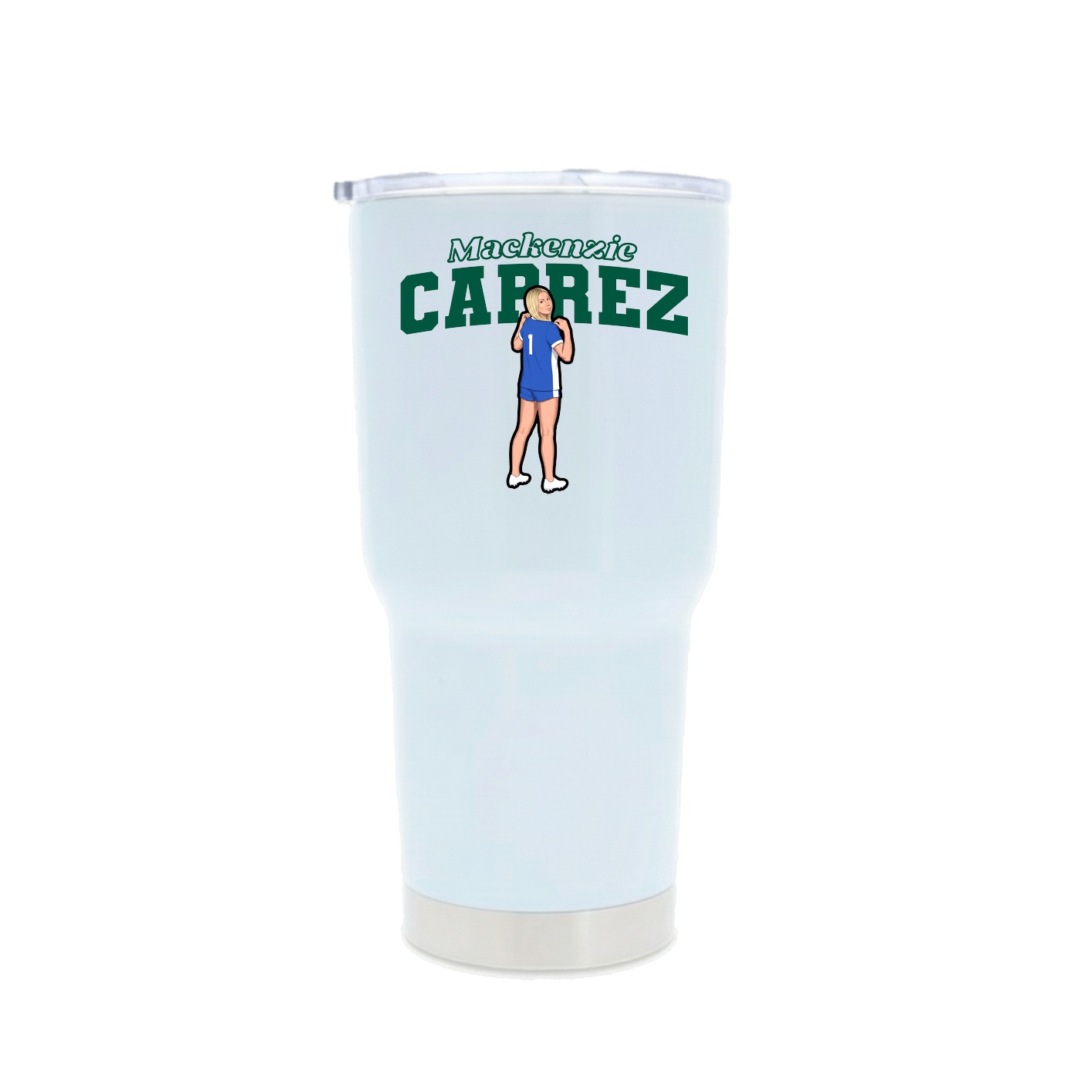 30oz Stainless Steel Tumbler — Name Arch in White