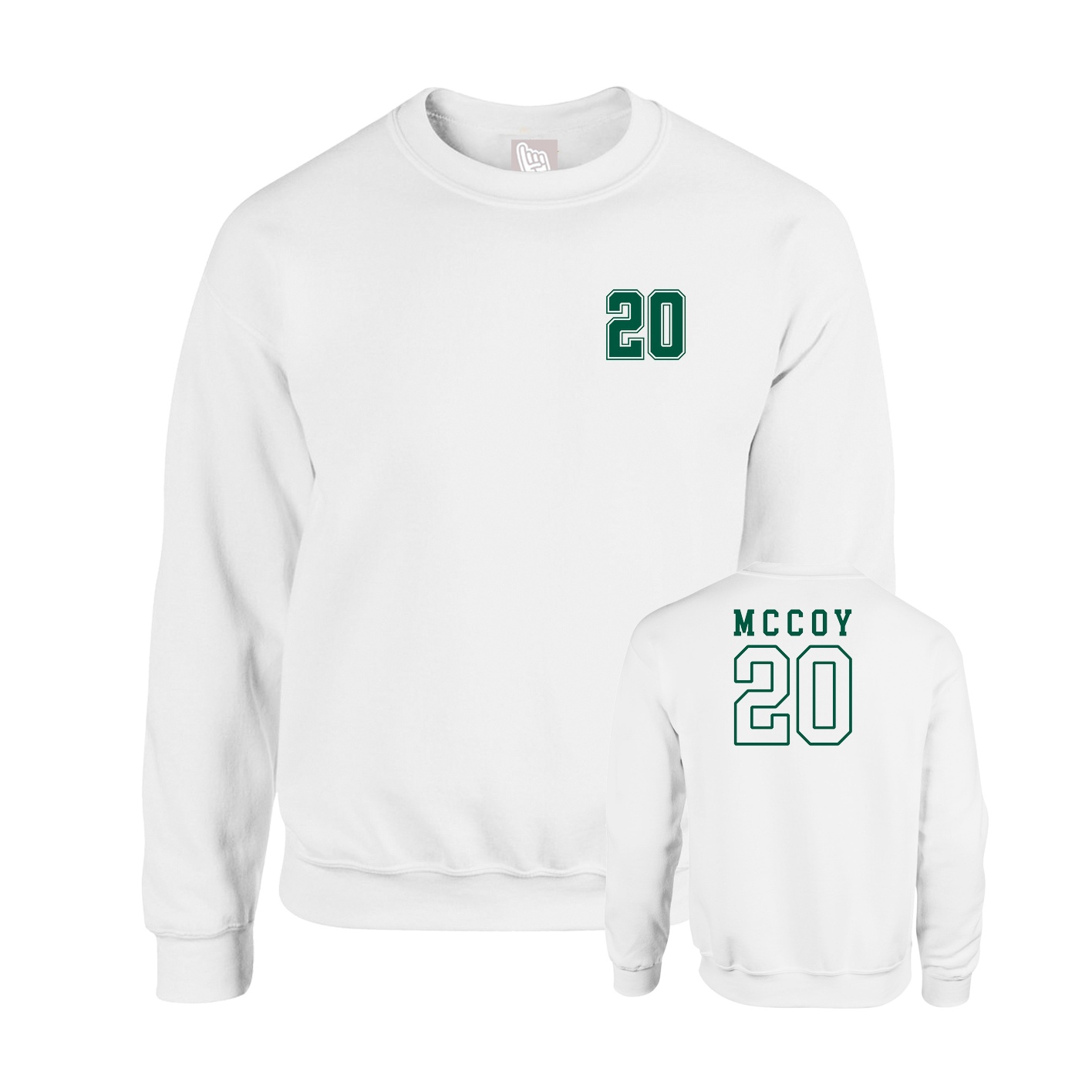 Fleece Crew — Chest Back in White