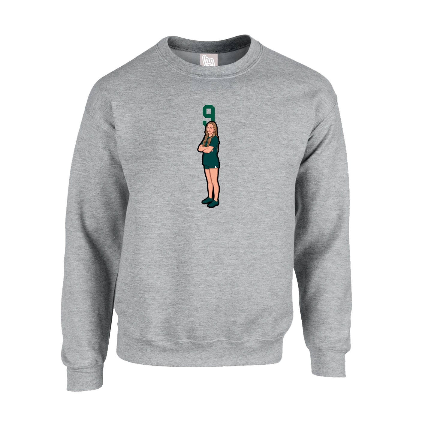 Fleece Crew — Number Top in Grey