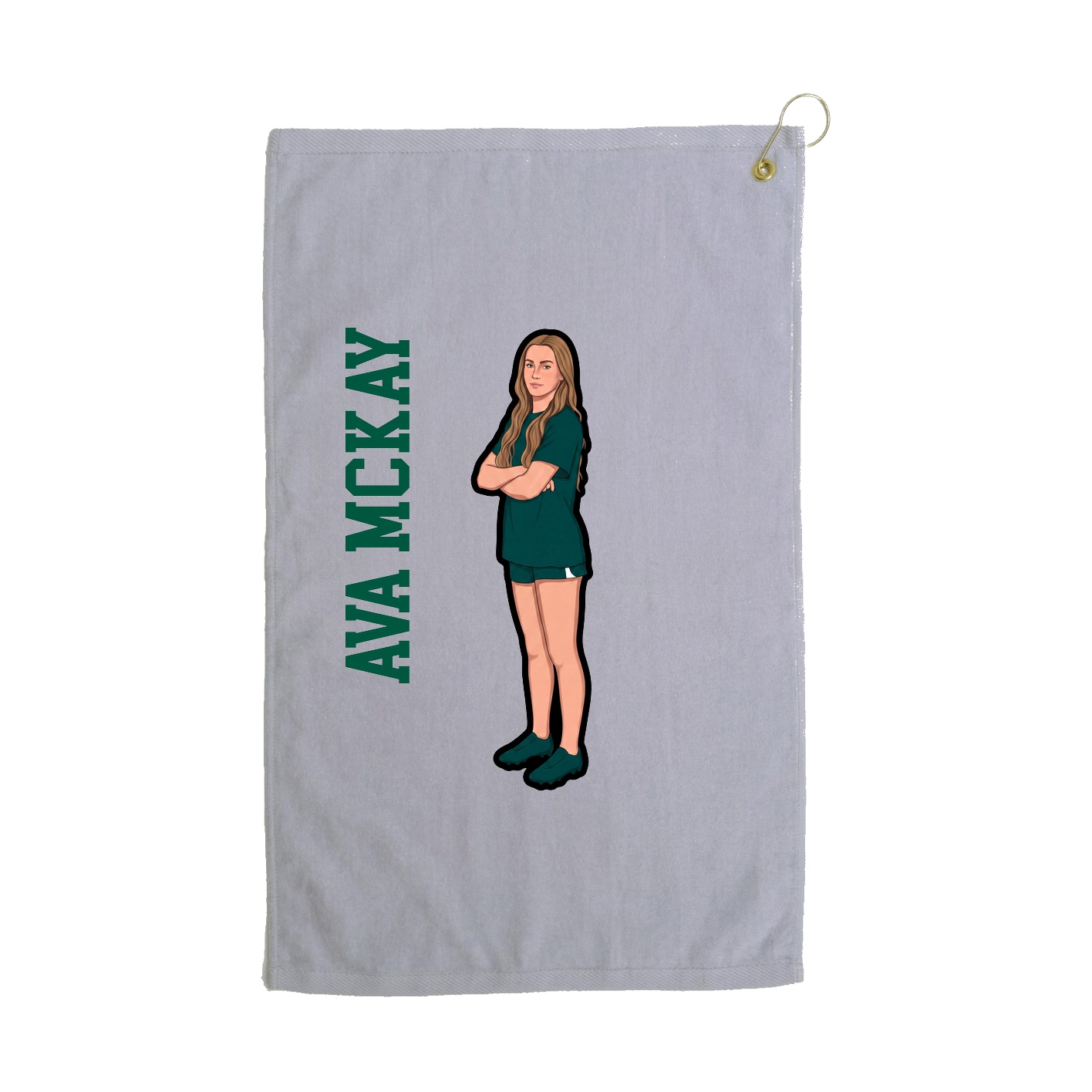 Golf Towel — Name Vertical in Grey