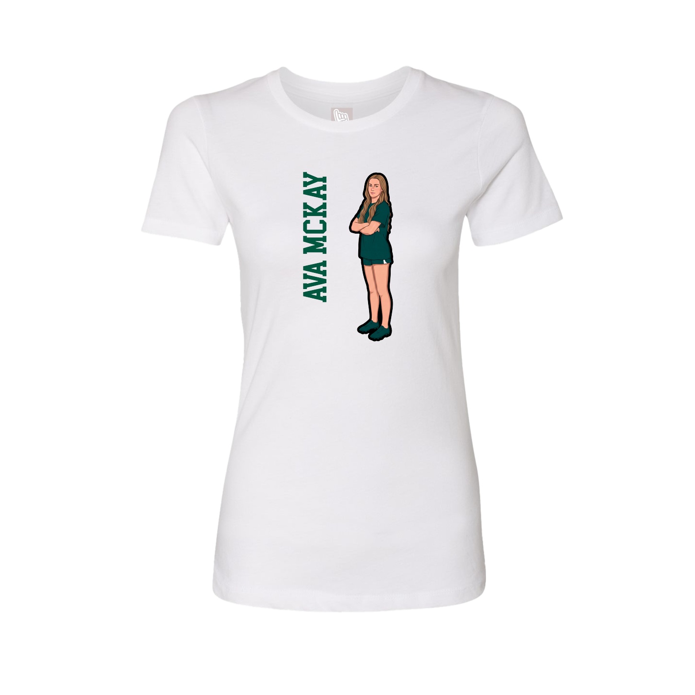 Fitted Women's Tee — Name Vertical in White
