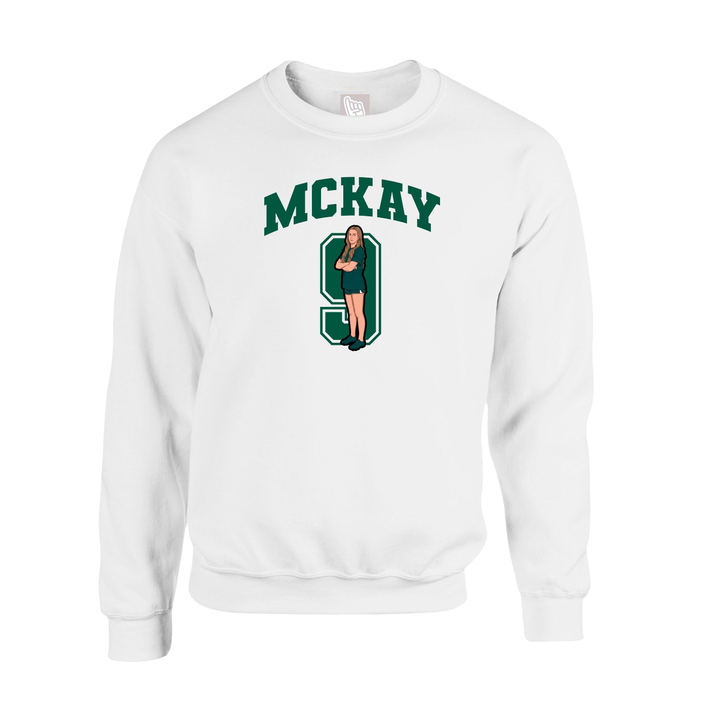 Fleece Crew — Number in White