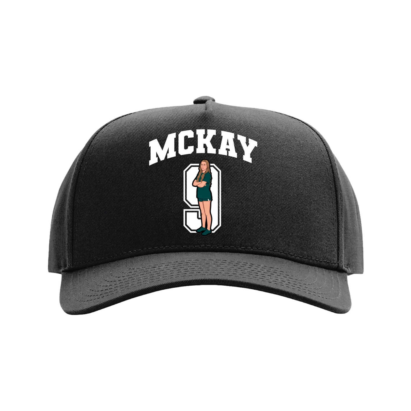 Full Fabric Five-Panel Champ Cap — Number in Black