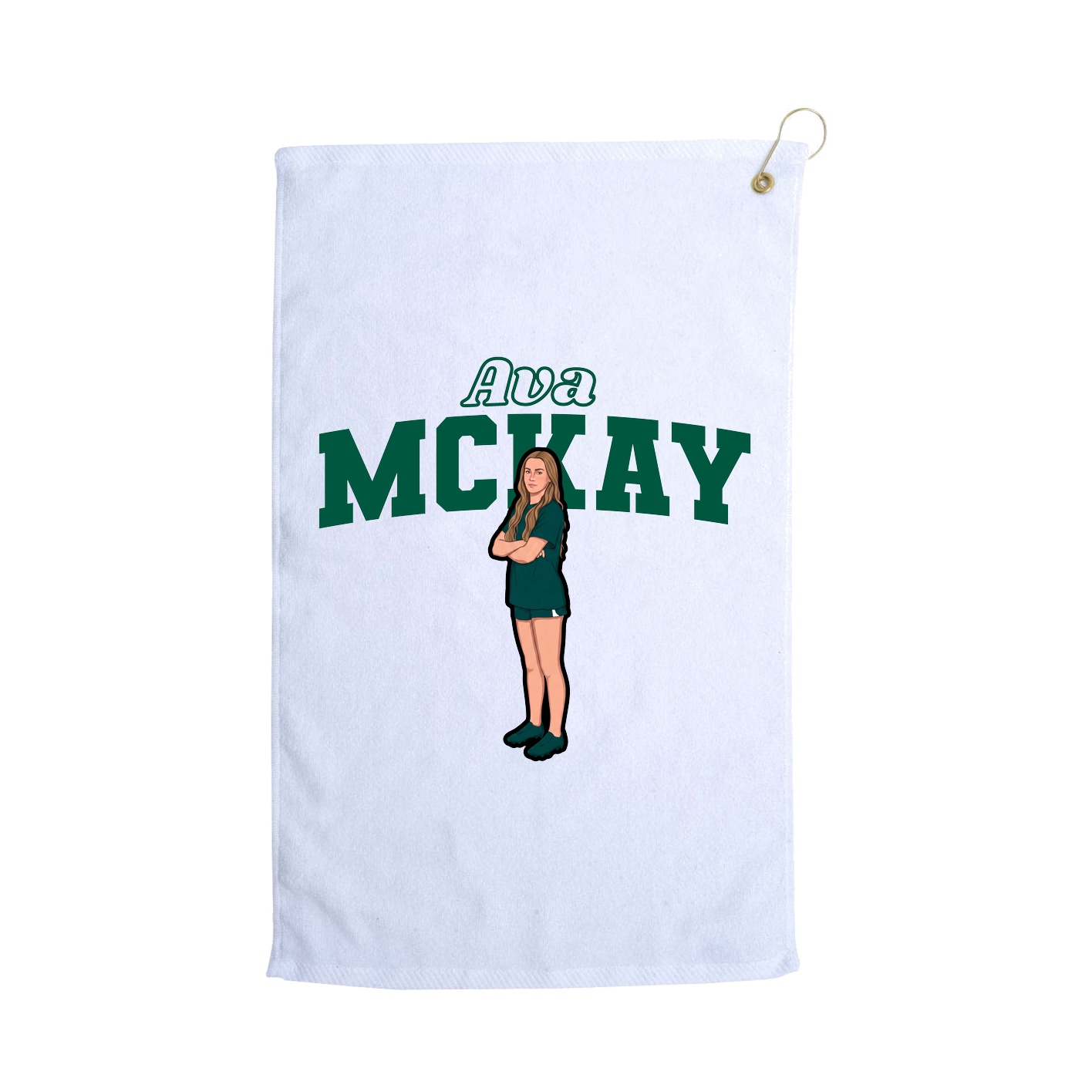 Golf Towel — Name Arch in White