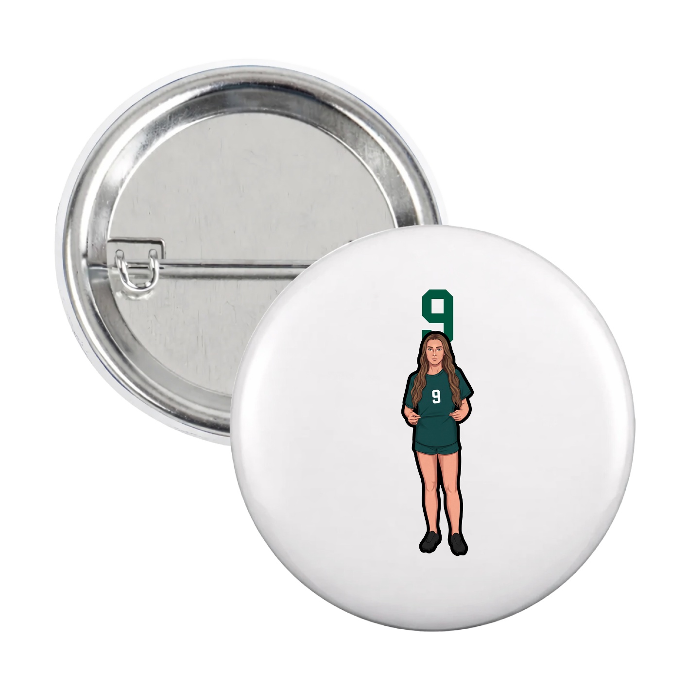 Game Day Button — Number Top in White