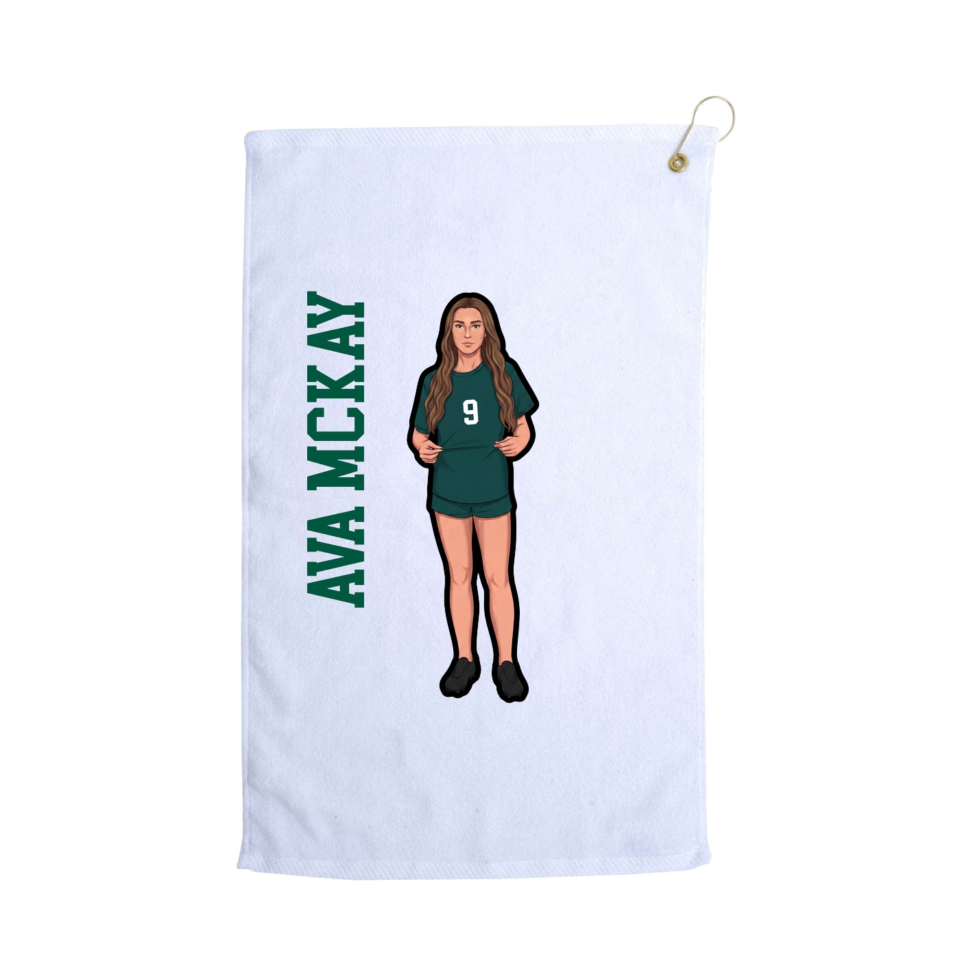 Golf Towel — Name Vertical in White