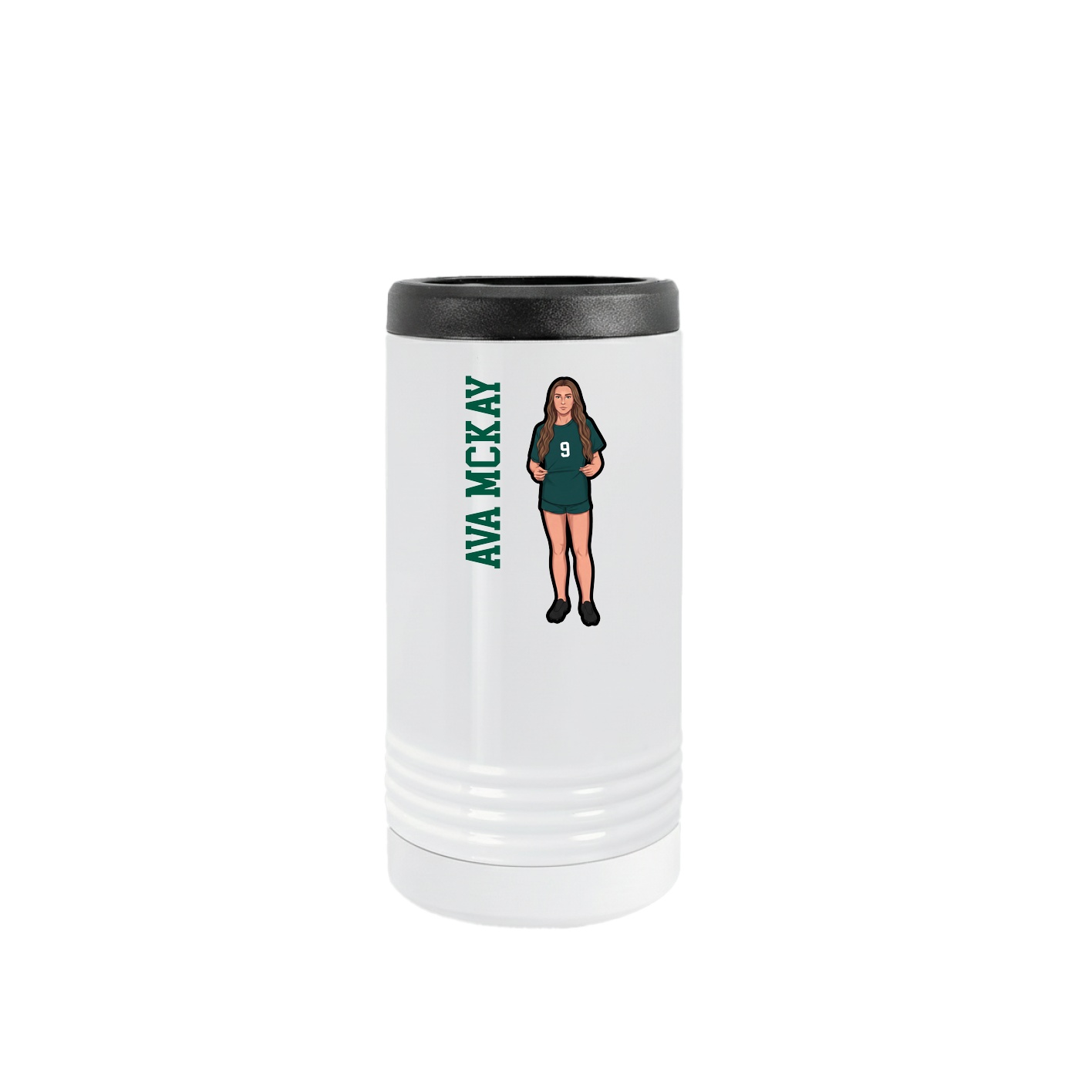 Slim Beverage Holder — Name Vertical in White