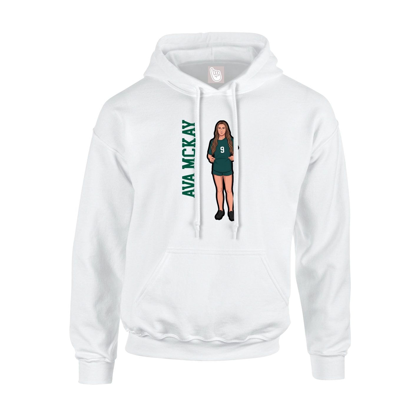 Youth Hoodie — Name Vertical in White