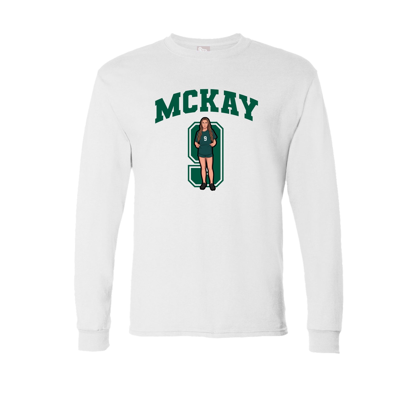 Long Sleeve Tee — Number in White
