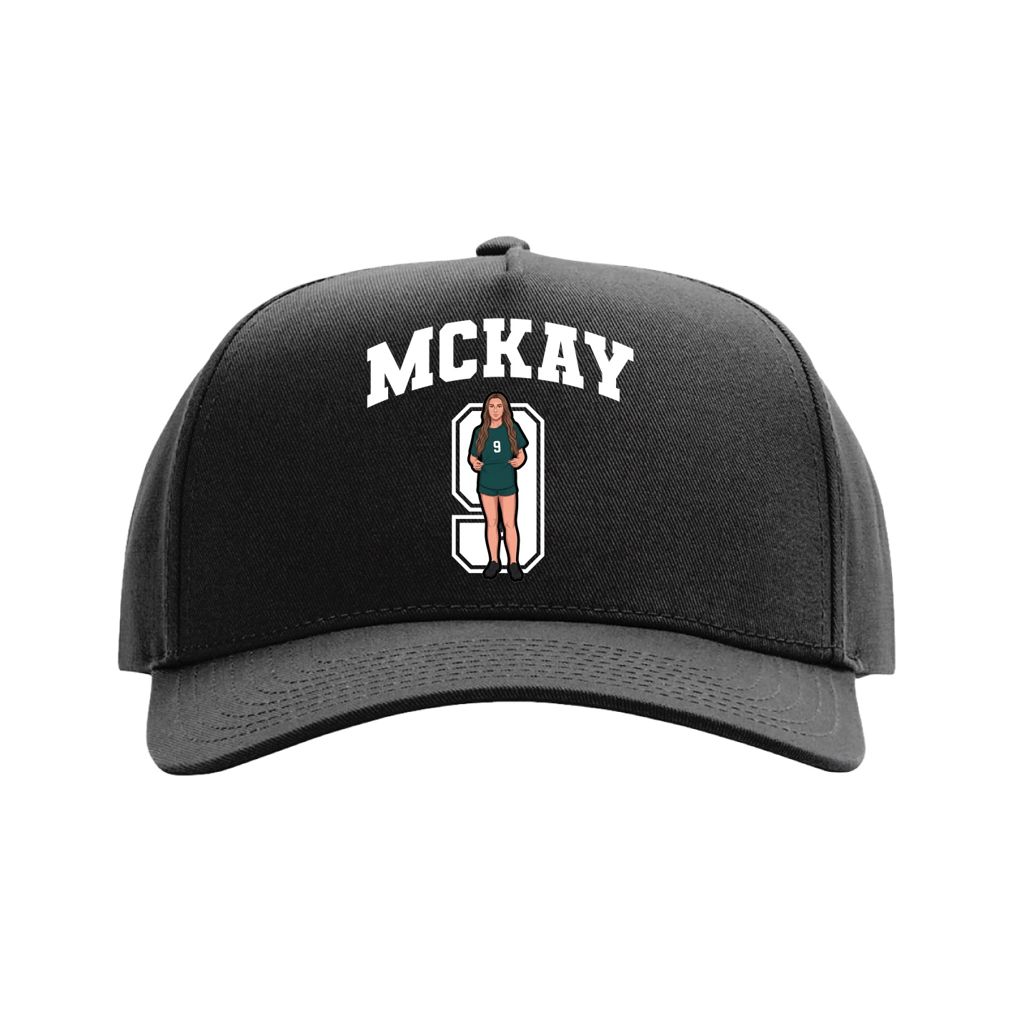 Full Fabric Five-Panel Champ Cap — Number in Black