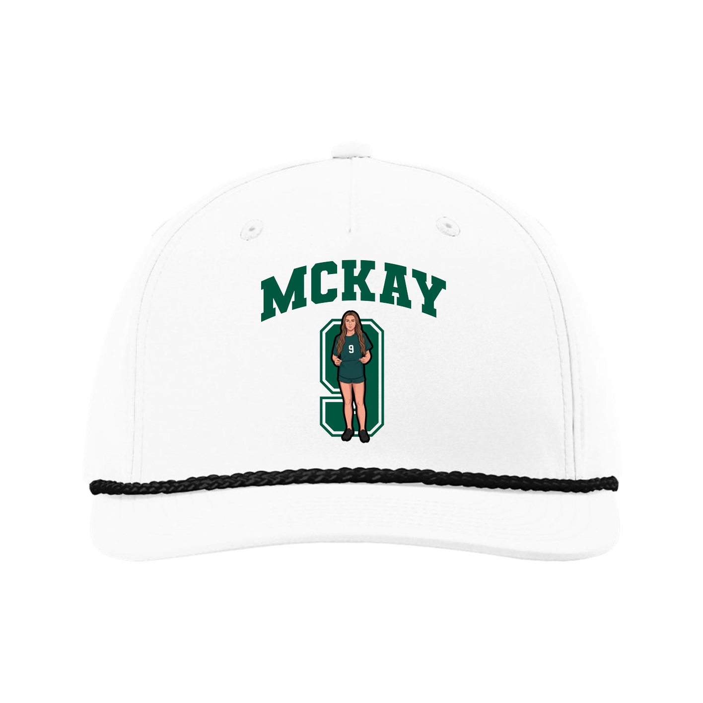 Five-Panel Classic Rope Cap — Number in White