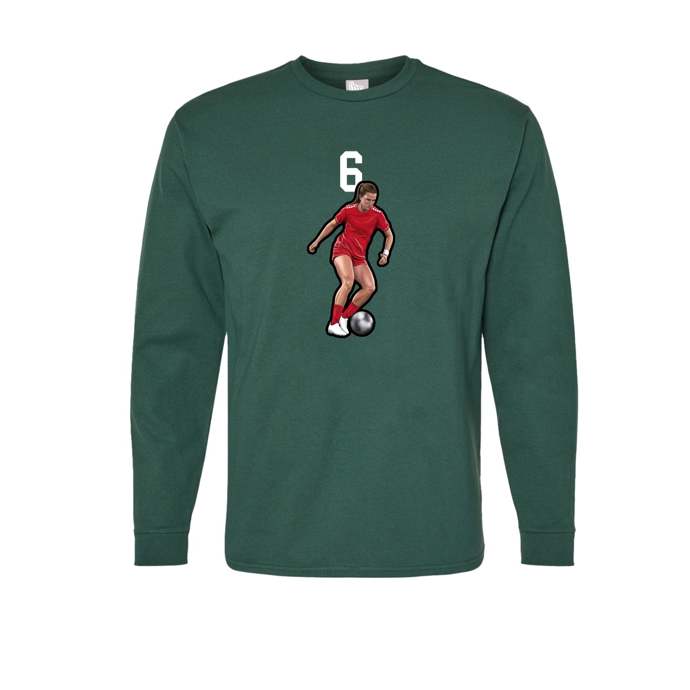 Long Sleeve Tee — Number Top in Green
