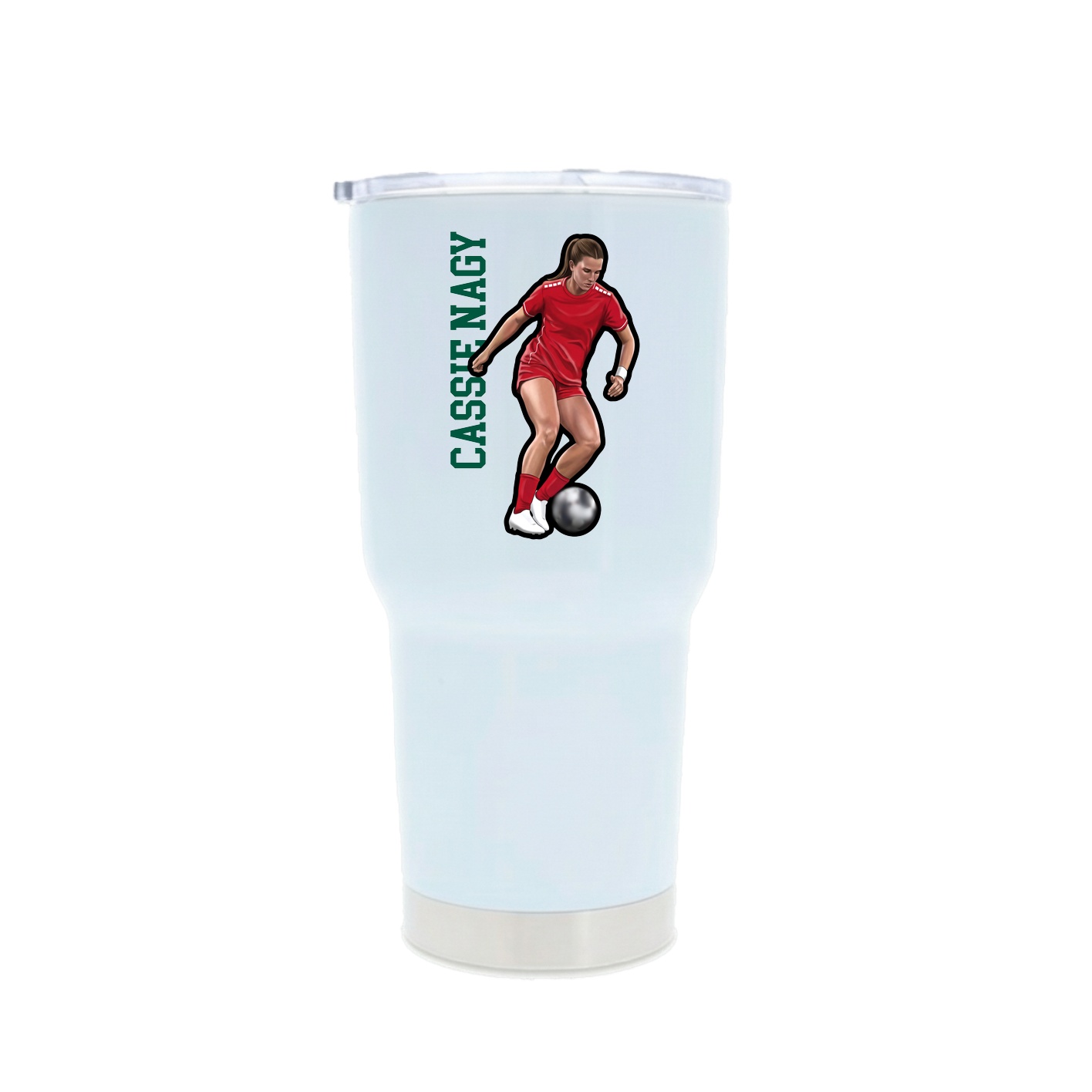 30oz Stainless Steel Tumbler — Name Vertical in White