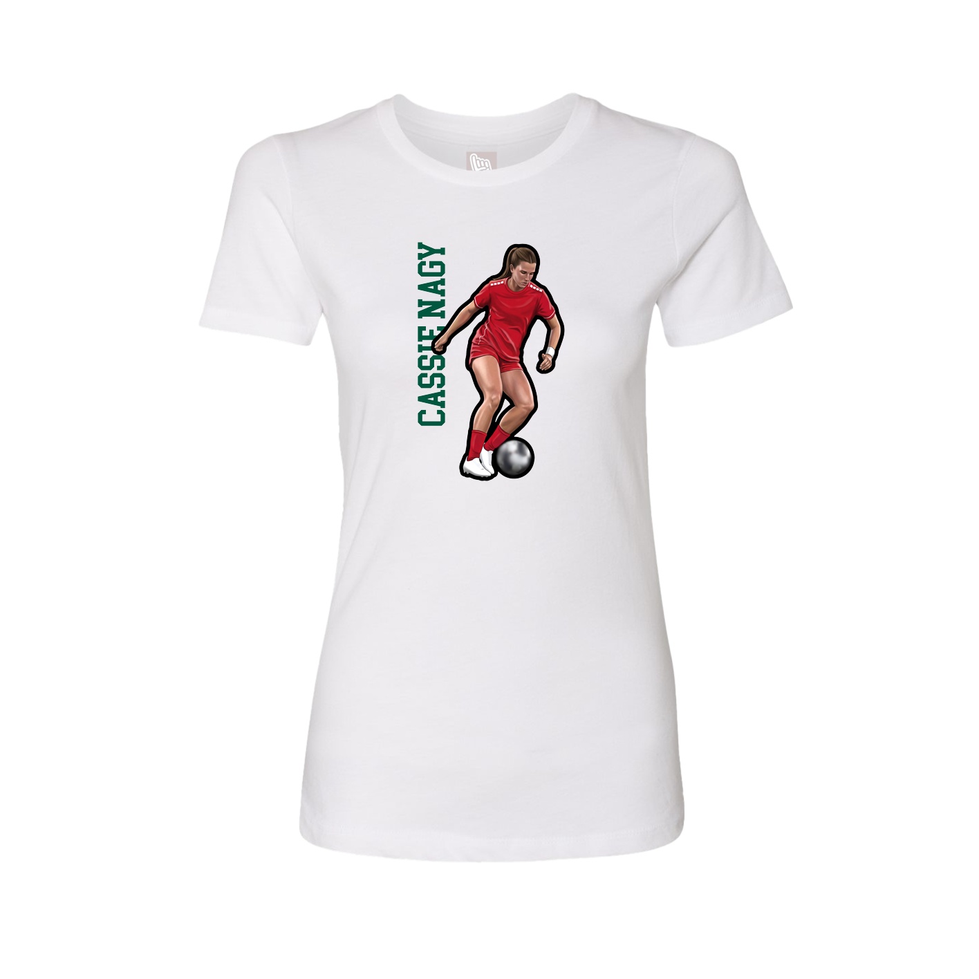 Fitted Women's Tee — Name Vertical in White