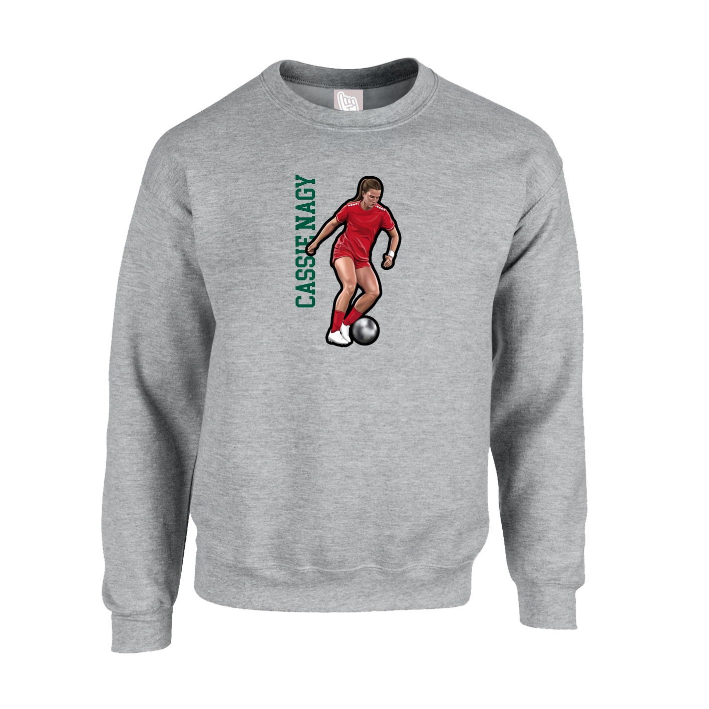 Fleece Crew — Name Vertical in Grey