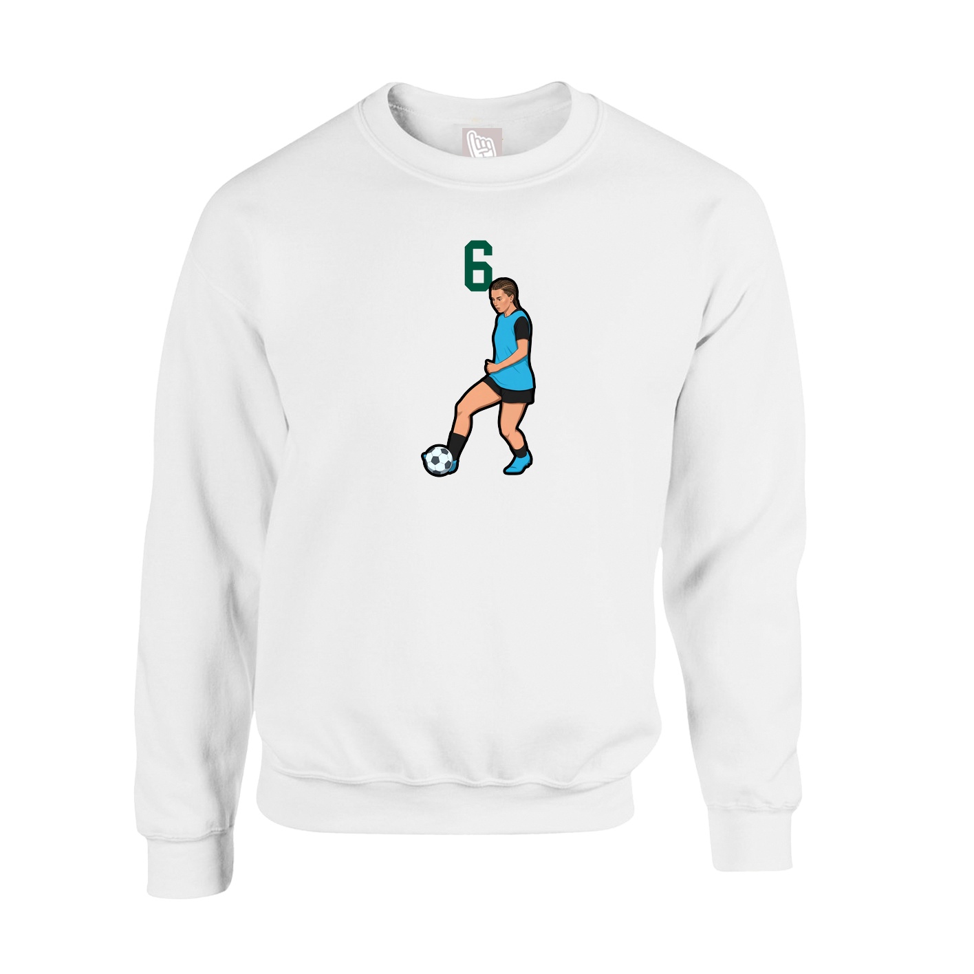 Fleece Crew — Number Top in White