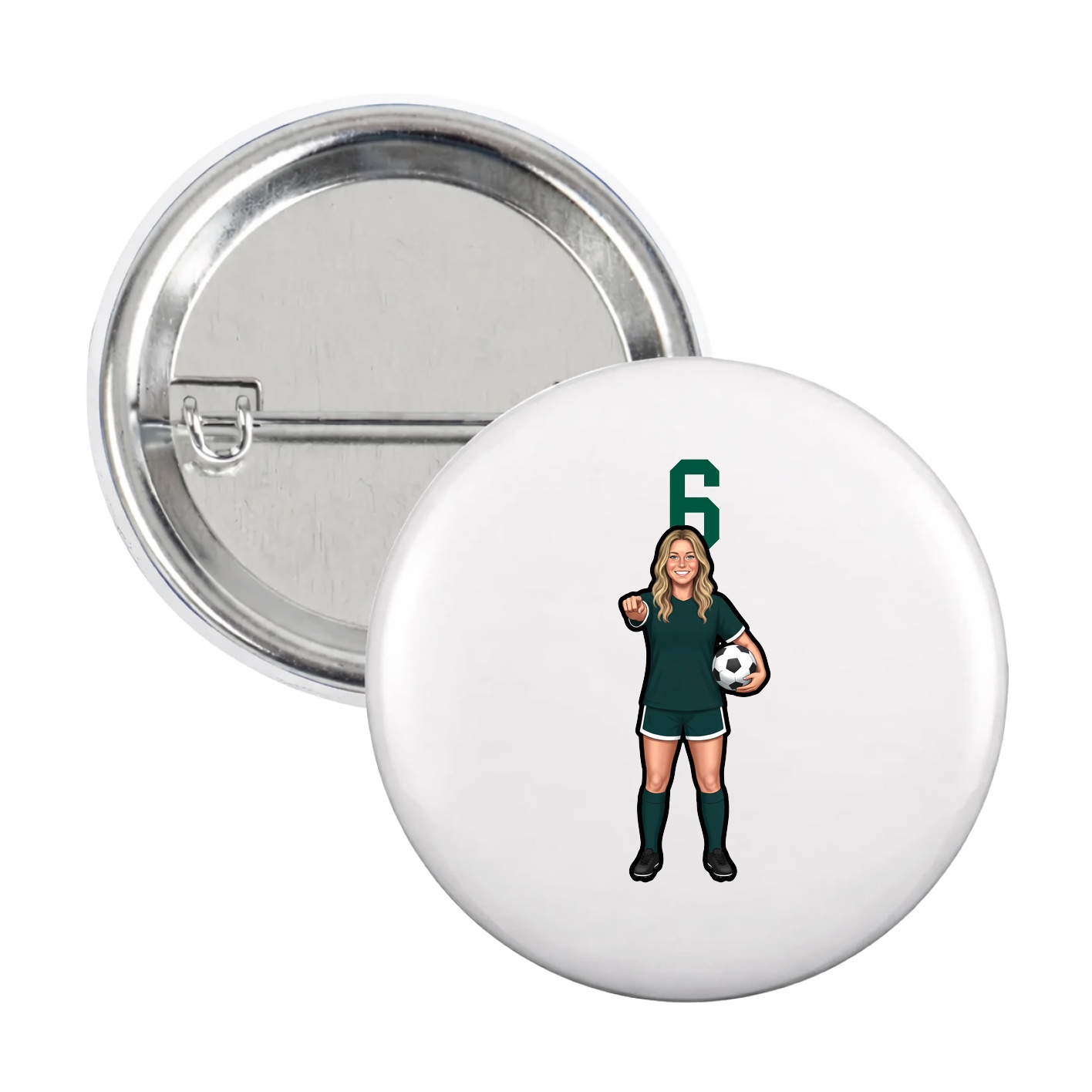 Game Day Button — Number Top in White