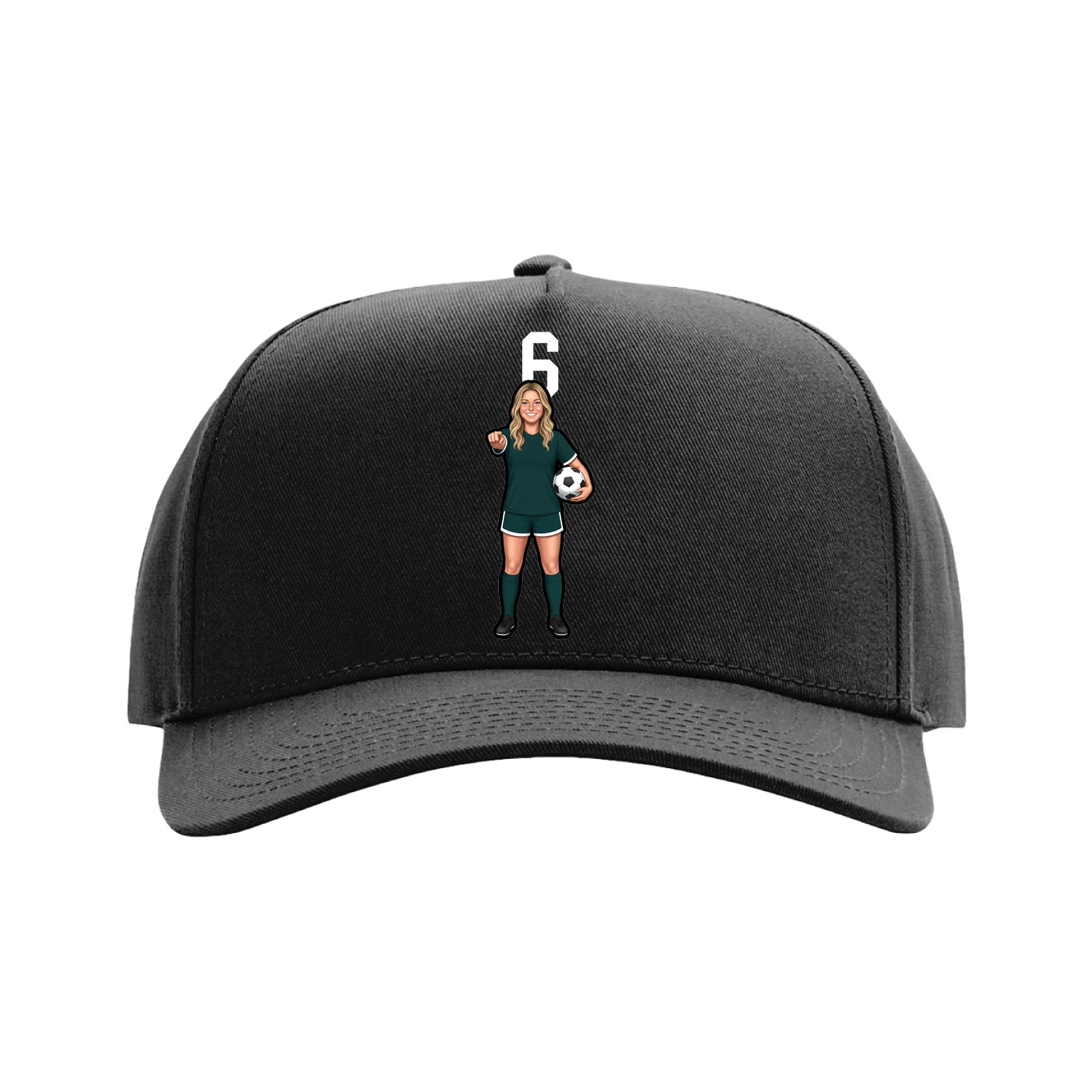 Full Fabric Five-Panel Champ Cap — Number Top in Black