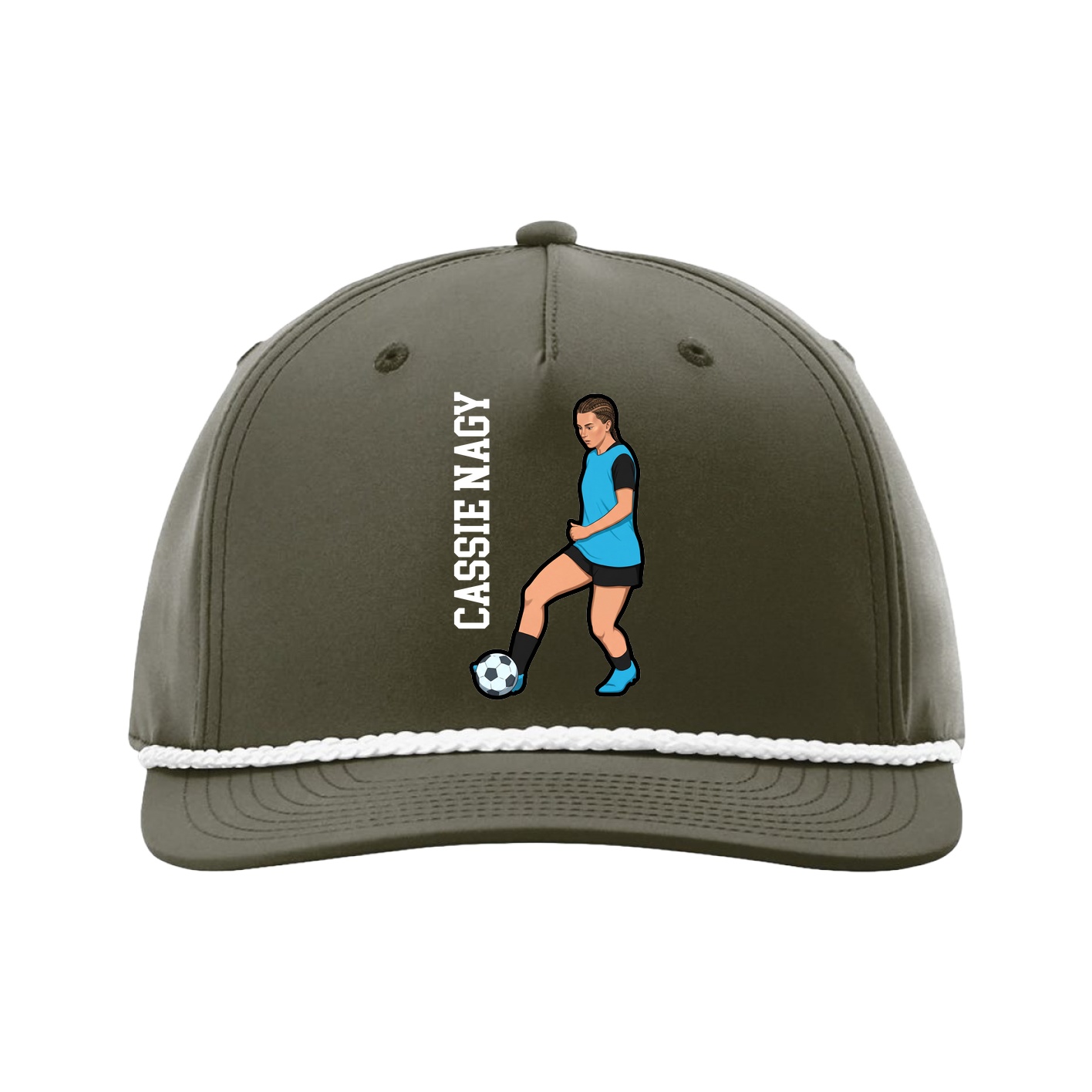 Five-Panel Classic Rope Cap — Name Vertical in Green