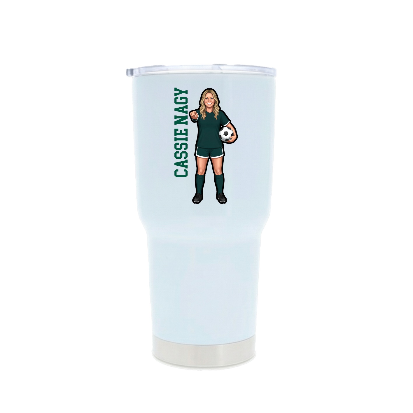 30oz Stainless Steel Tumbler — Name Vertical in White