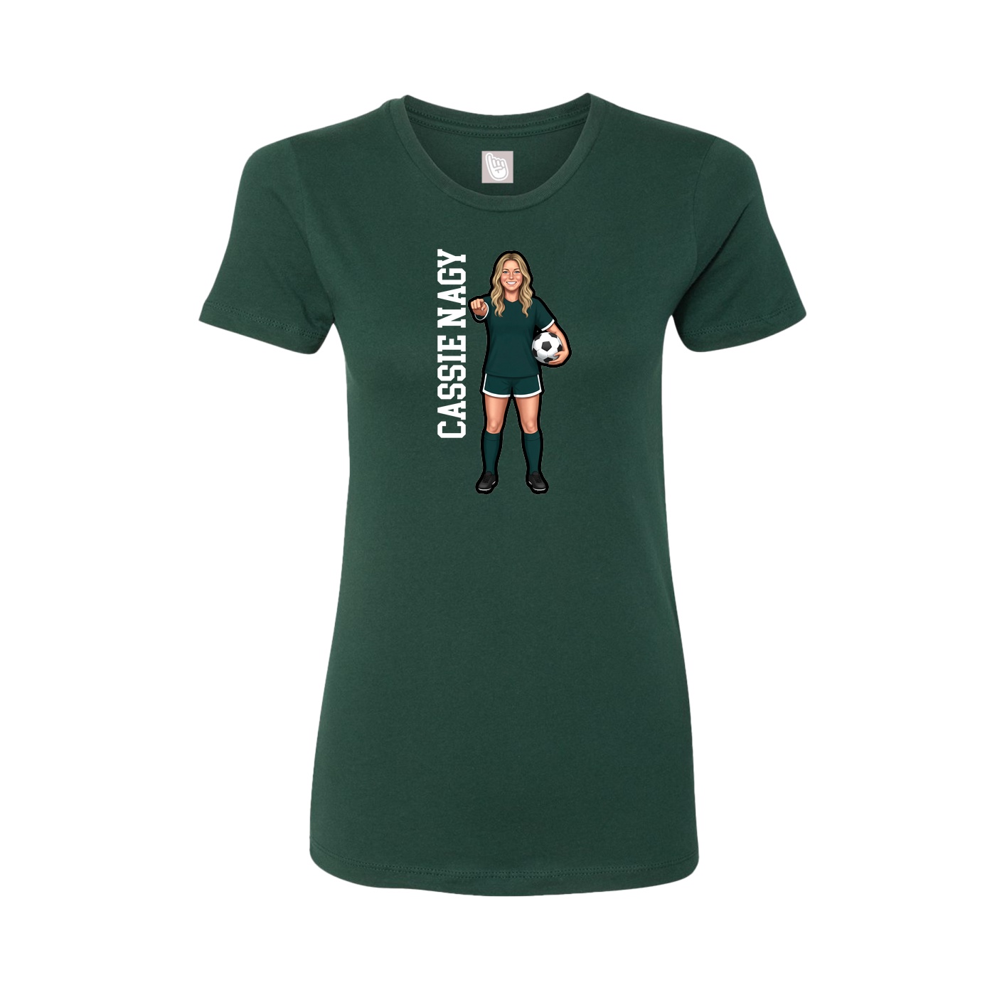 Fitted Women's Tee — Name Vertical in Green