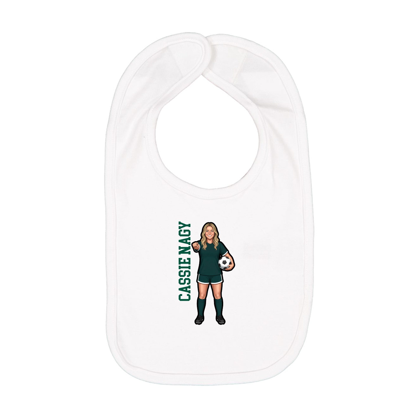 Infant Bib — Name Vertical in White