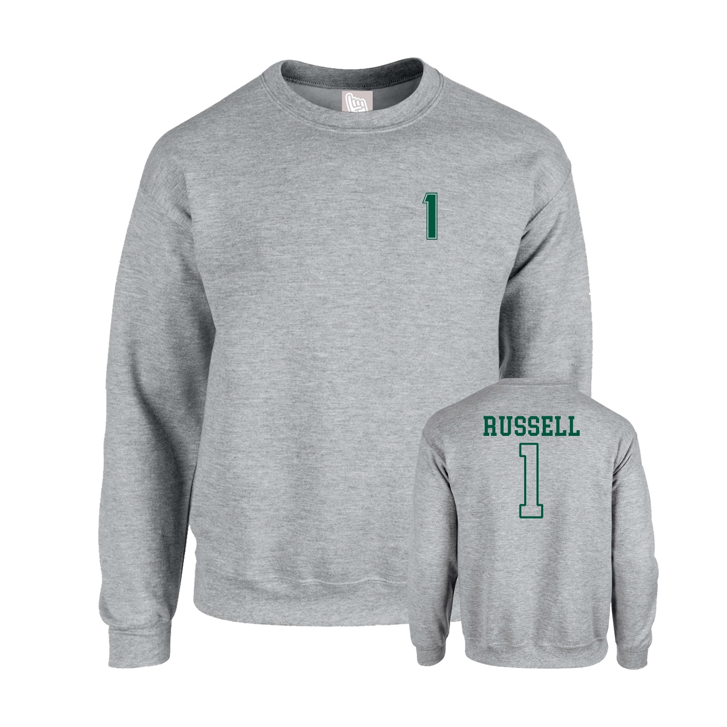 Fleece Crew — Chest Back in Grey