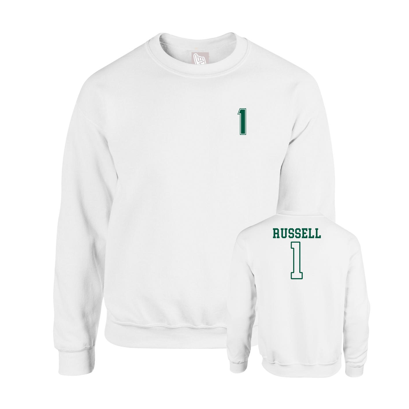 Fleece Crew — Chest Back in White