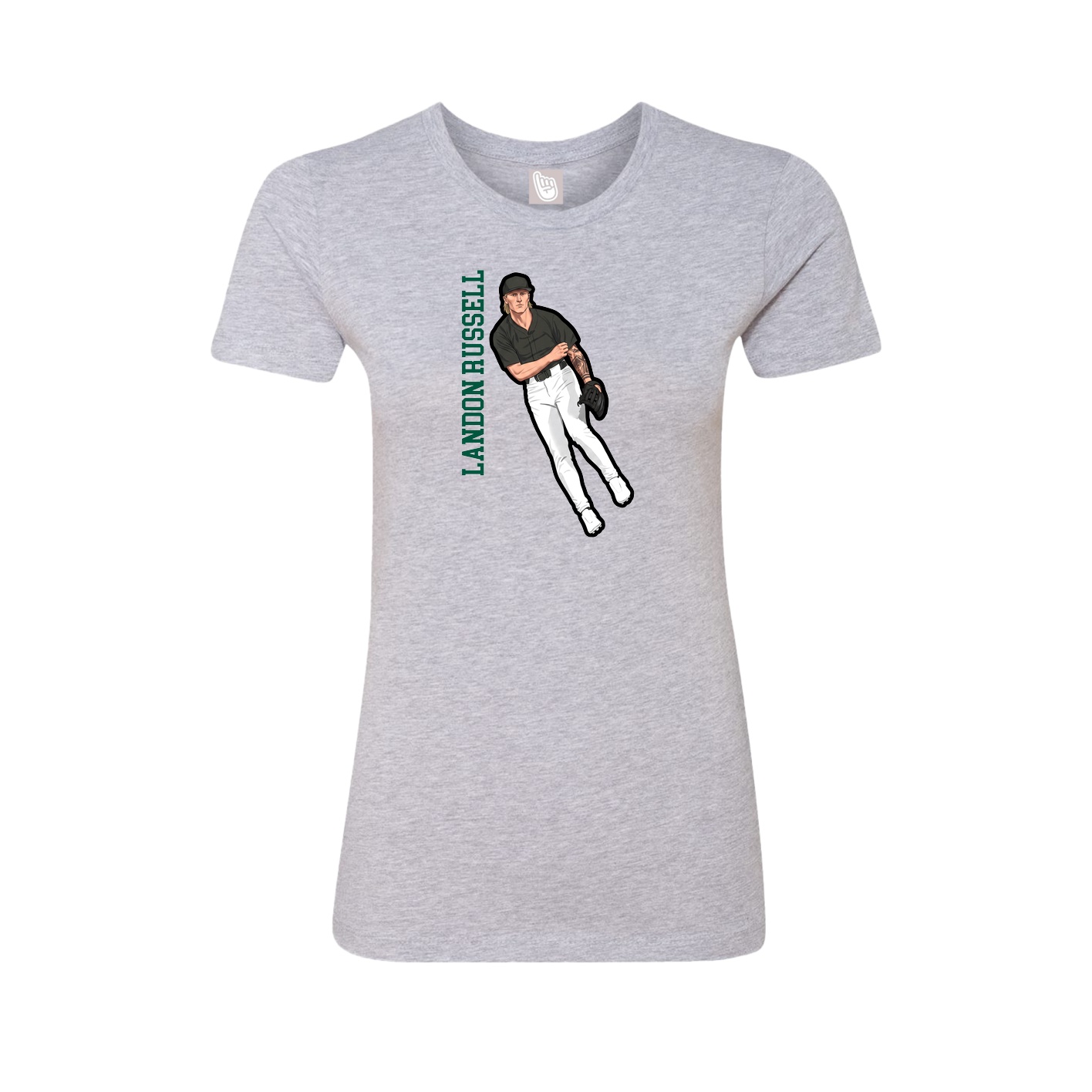 Fitted Women's Tee — Name Vertical in Grey