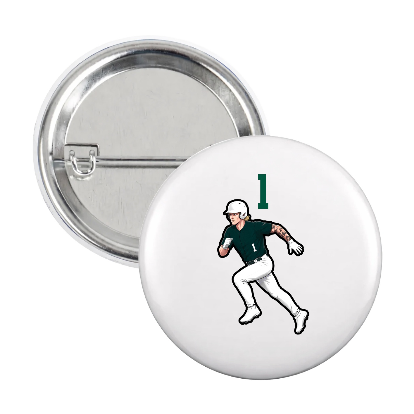 Game Day Button — Number Top in White
