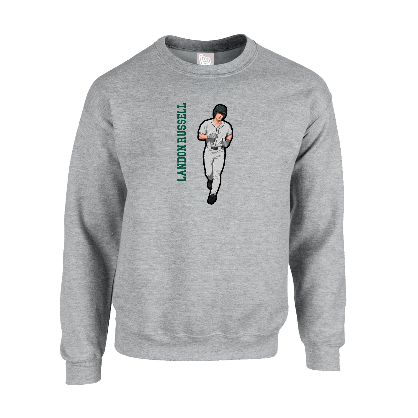 Fleece Crew — Name Vertical in Grey
