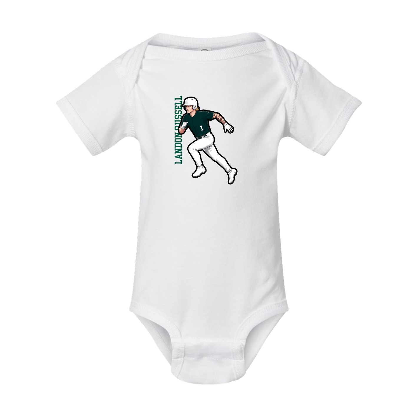 Baby Onesie — Name Vertical in White
