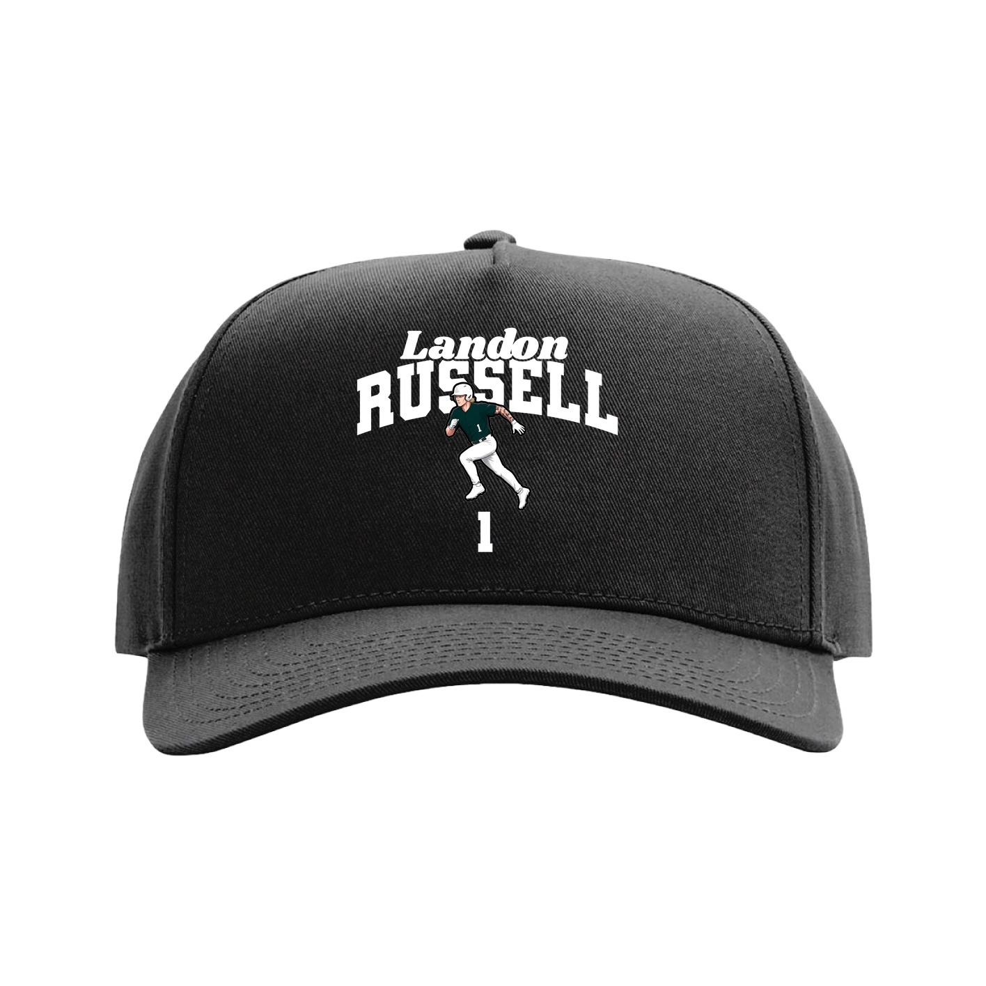 Full Fabric Five-Panel Champ Cap — Signature Arch in Black