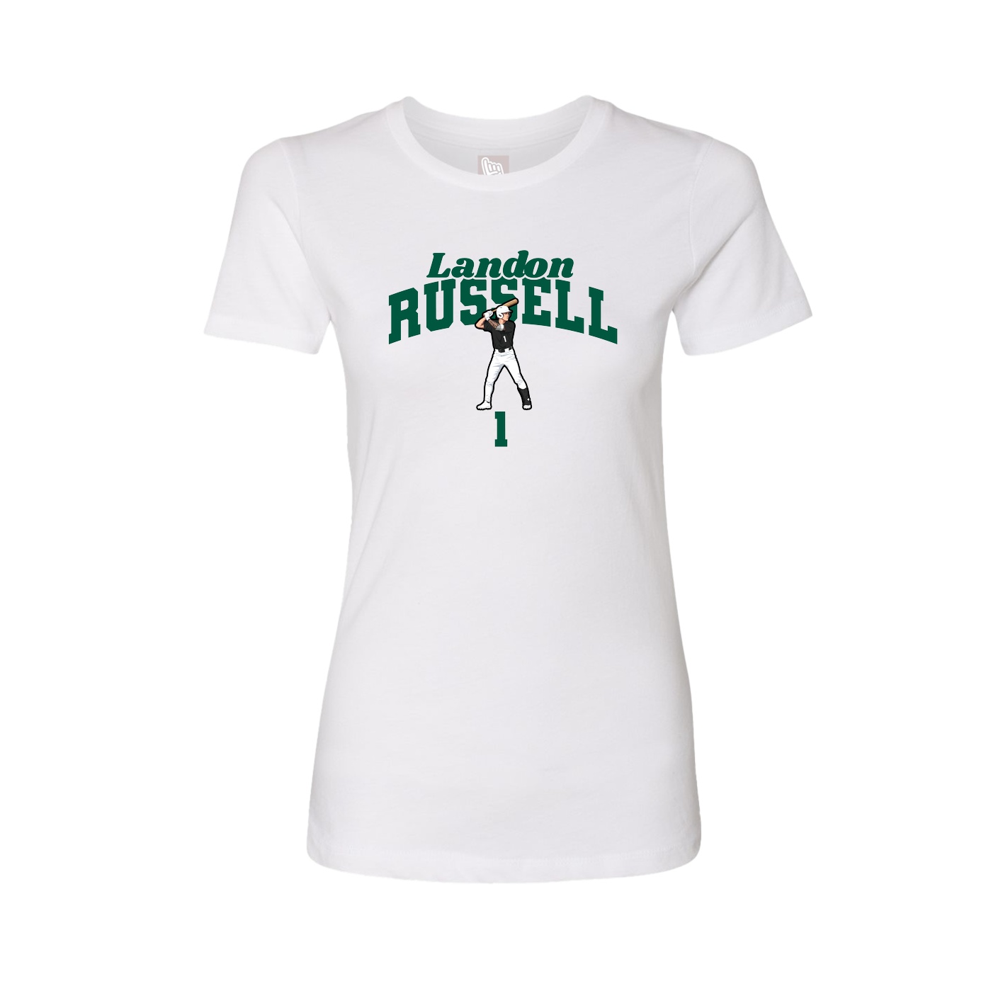 Fitted Women's Tee — Signature Arch in White