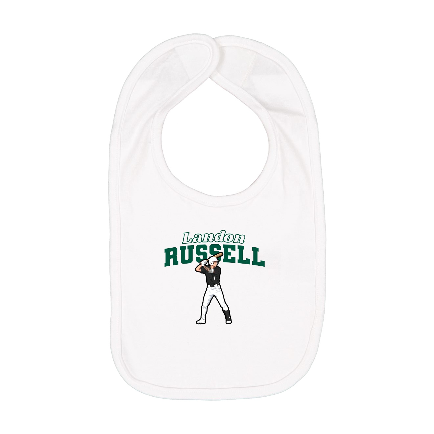 Infant Bib — Name Arch in White