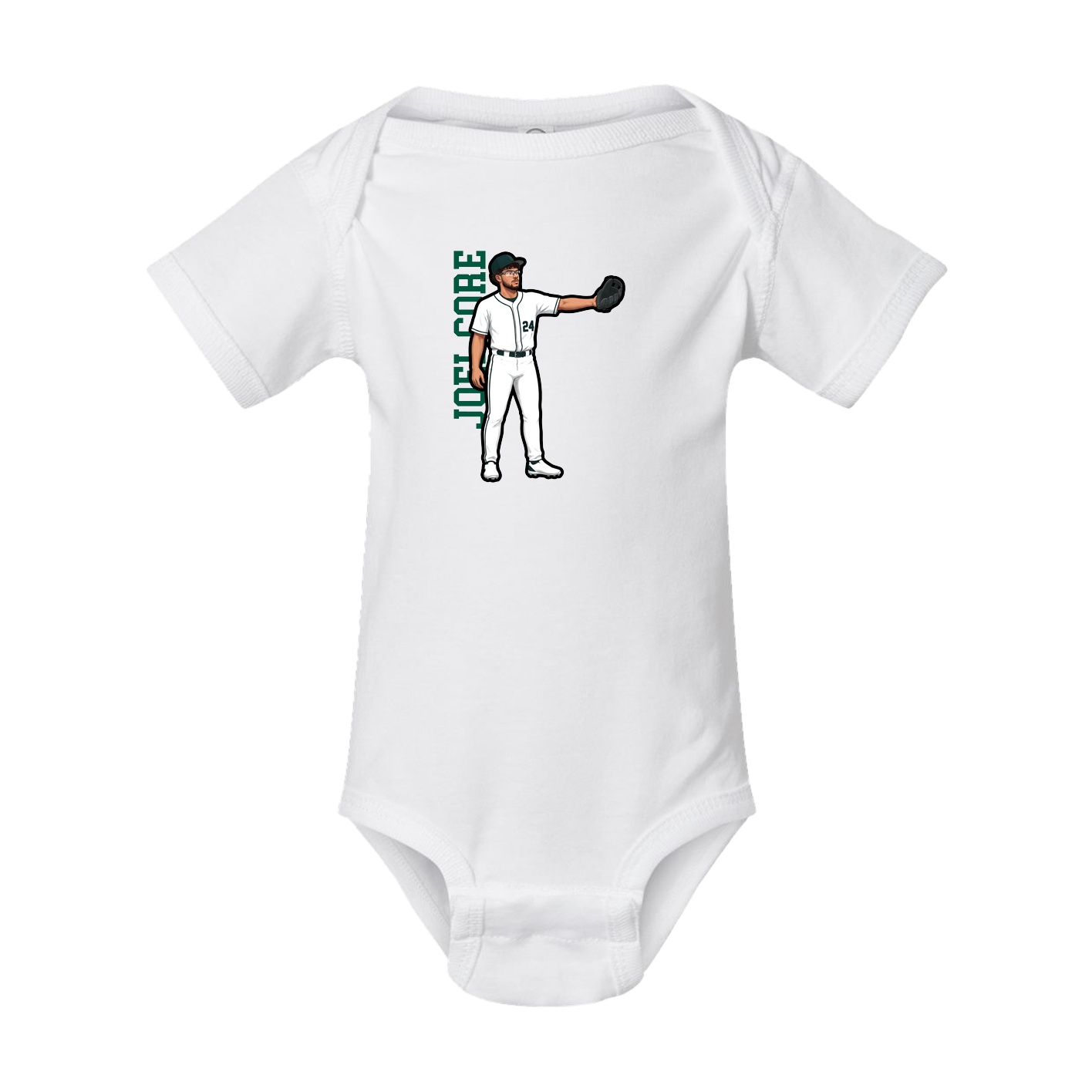 Baby Onesie — Name Vertical in White