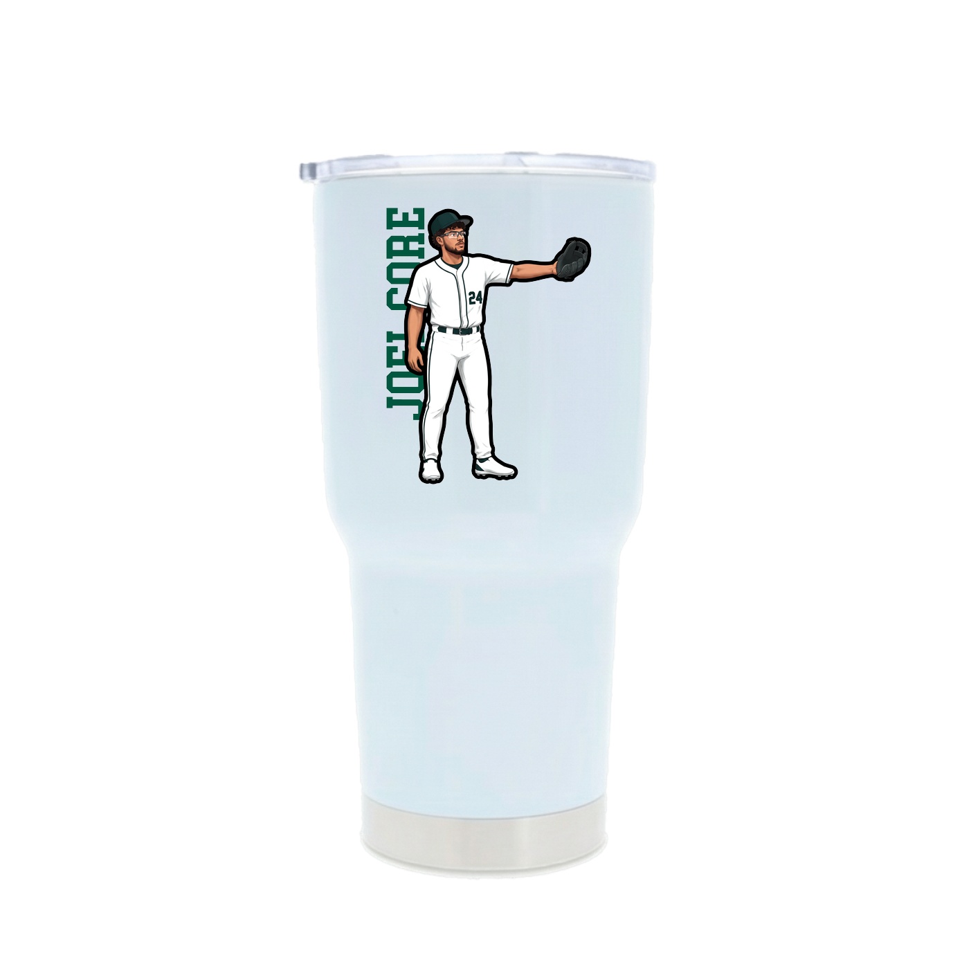 30oz Stainless Steel Tumbler — Name Vertical in White
