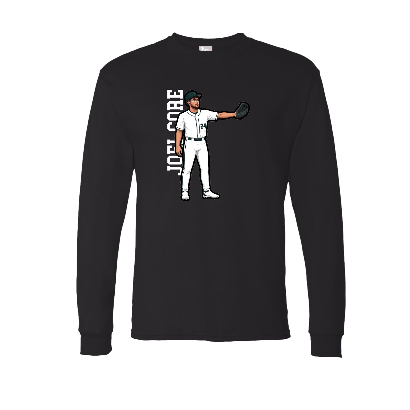 Long Sleeve Tee — Name Vertical in Black