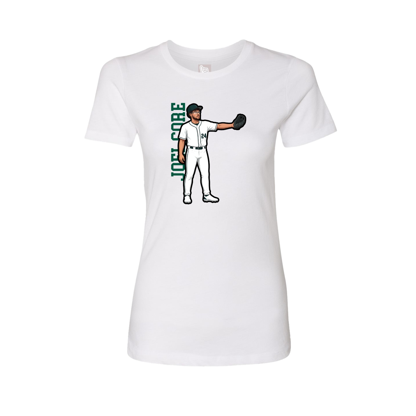 Fitted Women's Tee — Name Vertical in White