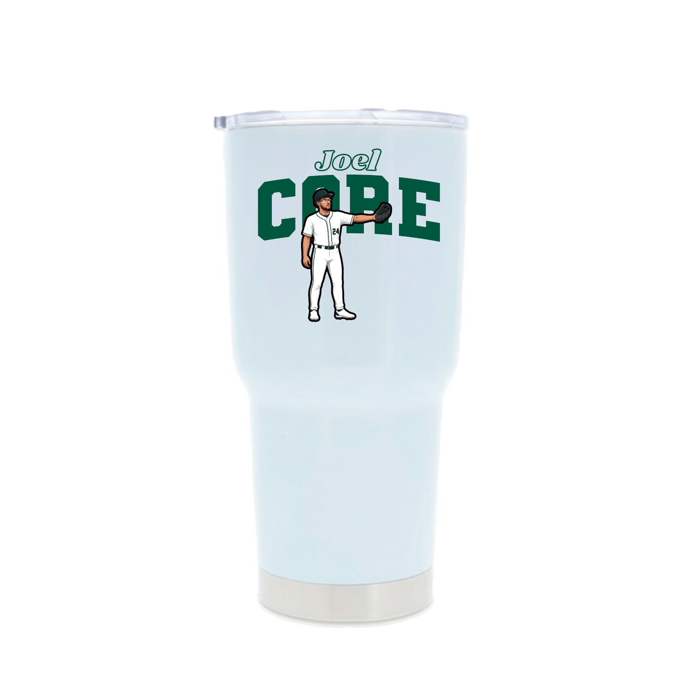30oz Stainless Steel Tumbler — Name Arch in White