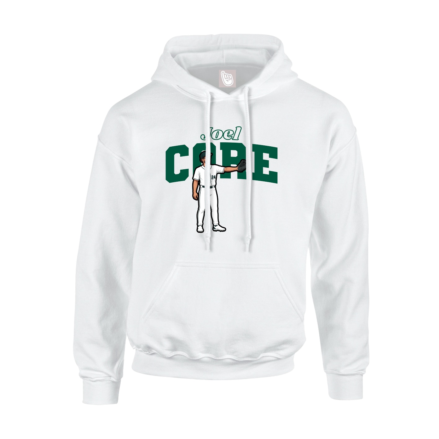 Youth Hoodie — Name Arch in White
