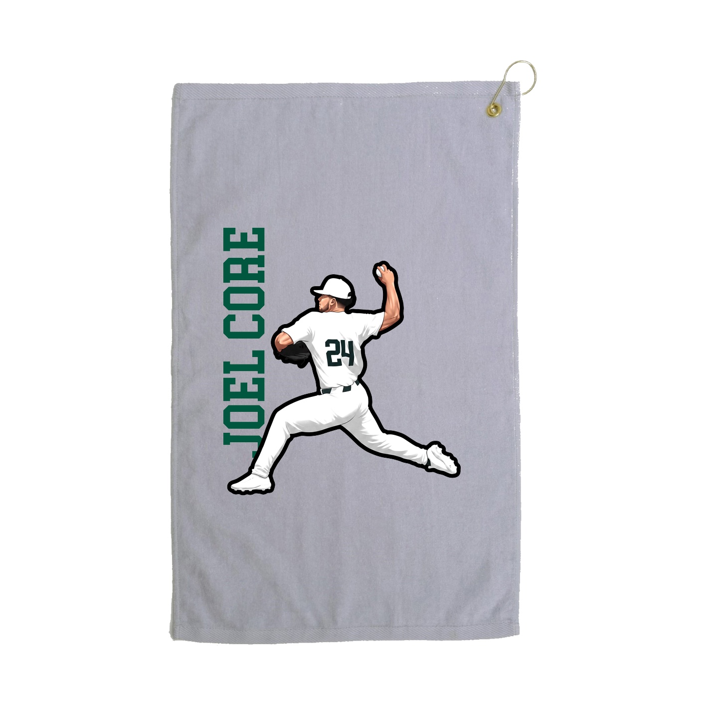 Golf Towel — Name Vertical in Grey