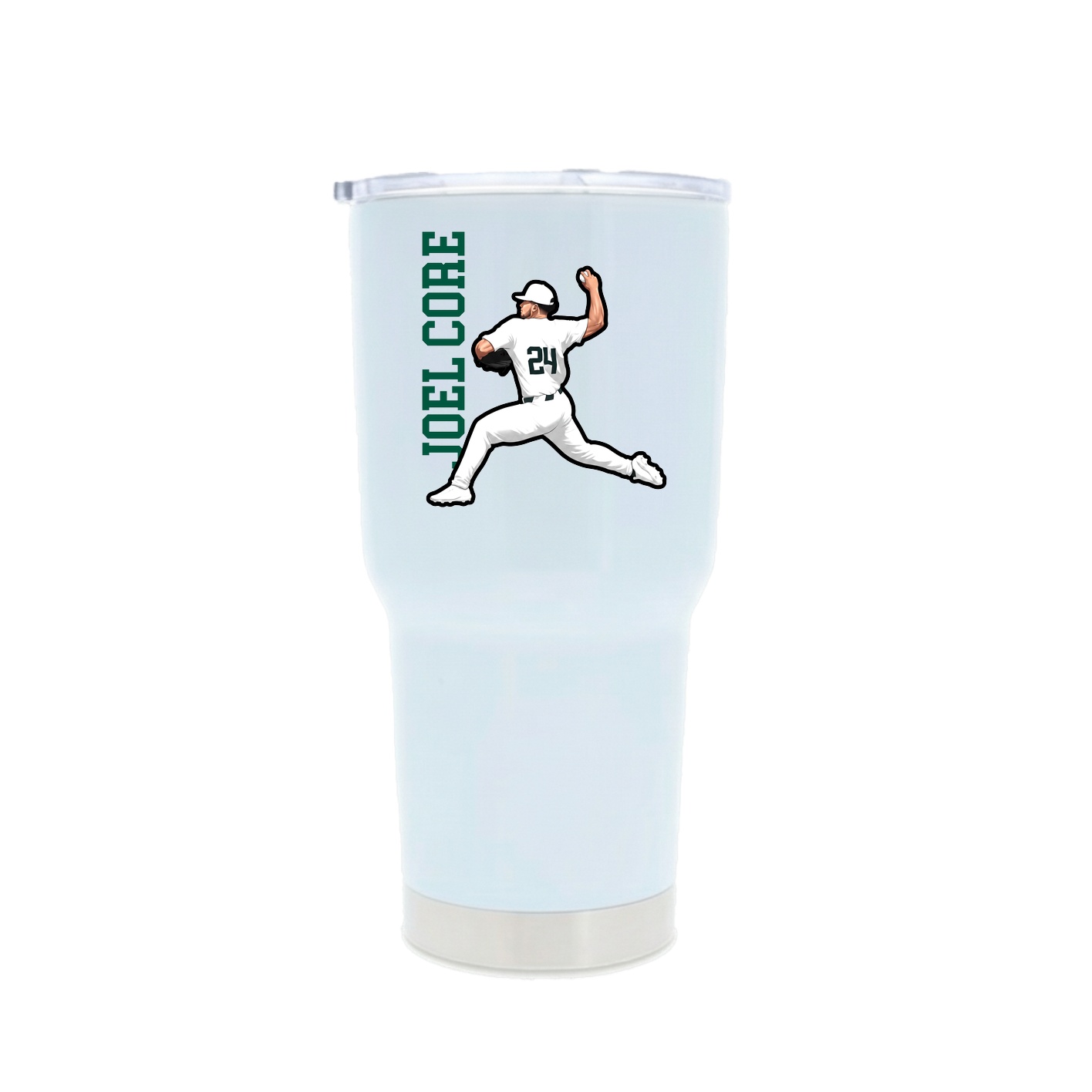 30oz Stainless Steel Tumbler — Name Vertical in White