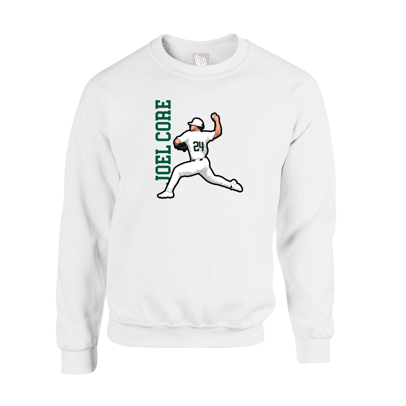 Fleece Crew — Name Vertical in White