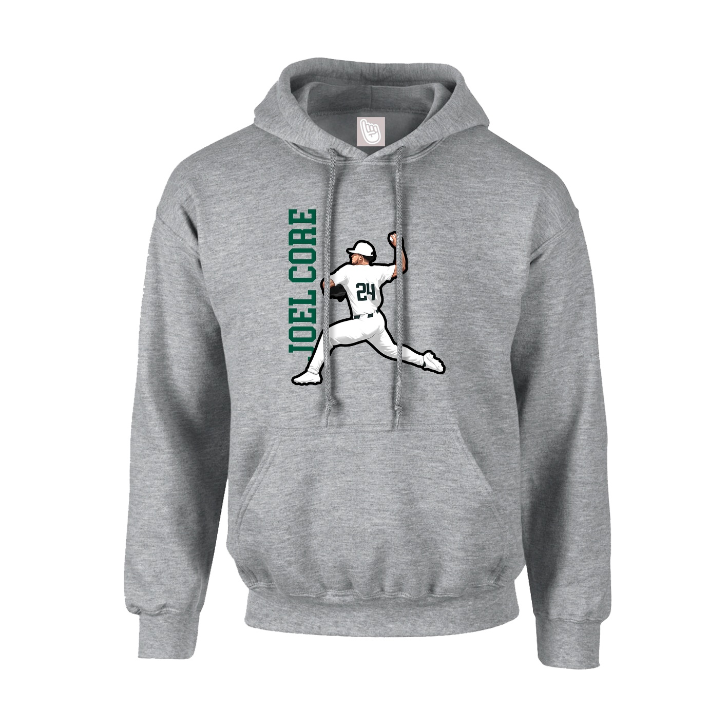 Youth Hoodie — Name Vertical in Grey